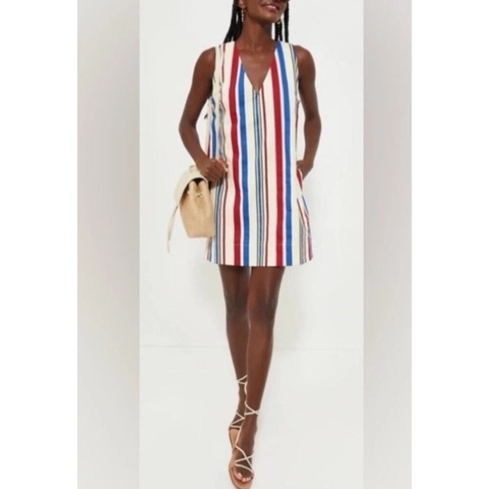 Tuckernuck Red and Blue Sleeveless V-Neck Mini Dress